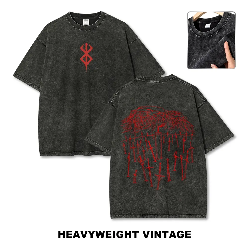 Berserk Anime Vintage Tee 90s Graphic Tees Men's t Shirts Graphic Tee t Shirts Funny Graphic Tee Good Graphic Tees Men's Graphic Tees Streetwear Outfits Men Vacation Outfits Oversized Tshirt Men