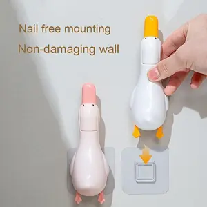 Cartoon Duck Hair Cleaner Set, Reusable Drain Cleaning Tool for Kitchen Sinks & Bathrooms, Includes Clips & Adhesive Sheets, Pack of 2, Drain Clog Remover
