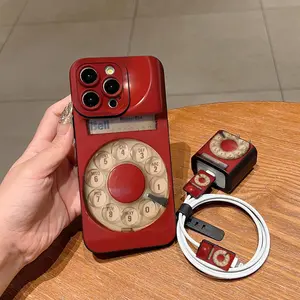 5-Piece iPhone Protection Set with Vintage 3D Eye Phone Case, Charger Shell, Cable Protectors, and Silicone Cable Tie, Compatible with iPhone 11 to 15 Series