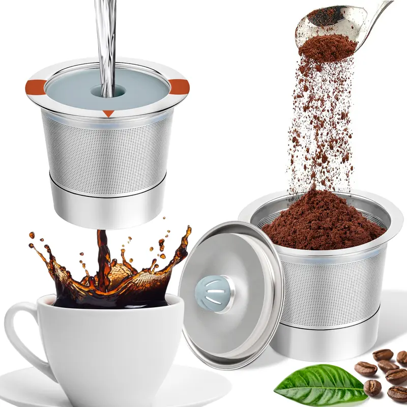 2 Pack Reusable K Cups For Keurig 1.0&2.0, Stainless Steel Coffee Pods | metal k cups Coffee Filters for keurig, Non-BPA, Durable Design, Easy to Clean