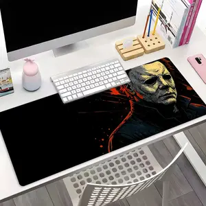 Large Desk Pad, Horror Killer Extended Mouse Pad, Non-Slip Rubber Base Keyboard Pad for Gaming & Work, Creepy Thriller Aesthetic Desk Mat, Great Gift for Gamers and Horror Enthusiasts