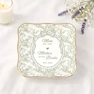 Personalized Mother of the Bride Jewelry Dish, Custom Toile De Jouy Mom Ring Dish, MOB MOG Wedding Gift from Daughter