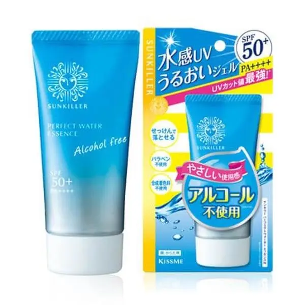 KissMe sunkiller Perfect Water Essence - Alcohol Free, 50+ Water Strength for Facial Skincare
