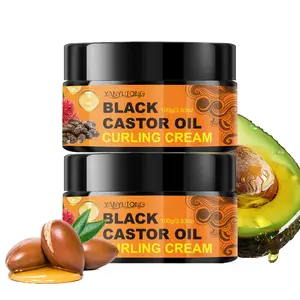 2 pieces of 100g black castor oil curling and styling cream, enhancing hair curling and shaping, creating natural curls, making hair shiny and smooth, reducing hair dryness, suitable for both men and women