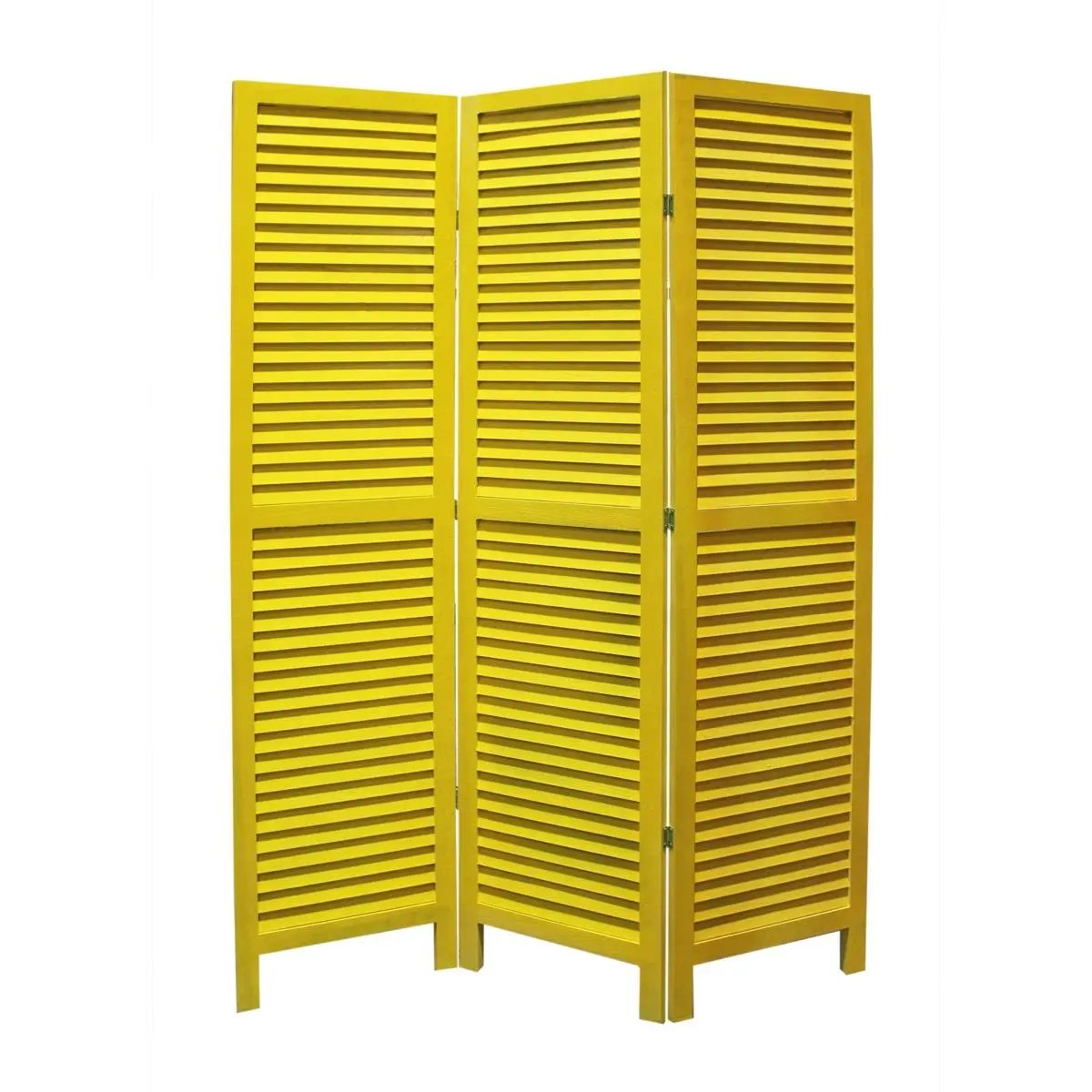 HomeRoots Furniture 274708 Rectangular Room Divider - Indoor Louvered Panel Home Decor Shutter Screen with Horizontal Slats