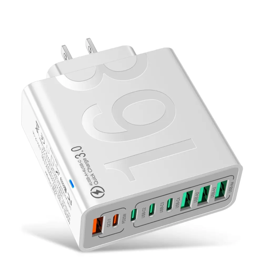 USB C Fast Charger Block, QC3.0/PD25W 8-Port USB C Fast Charging Wall Charger Brick,4USB A & 4 USB C PD3.0 Power Adapter Multiport Type C Charging Plug for iPhone 16/15/14/13,Pad Mini/Pro,AirPods 4,GalaxyS23, Travel Charger Block Fast Charging Ports