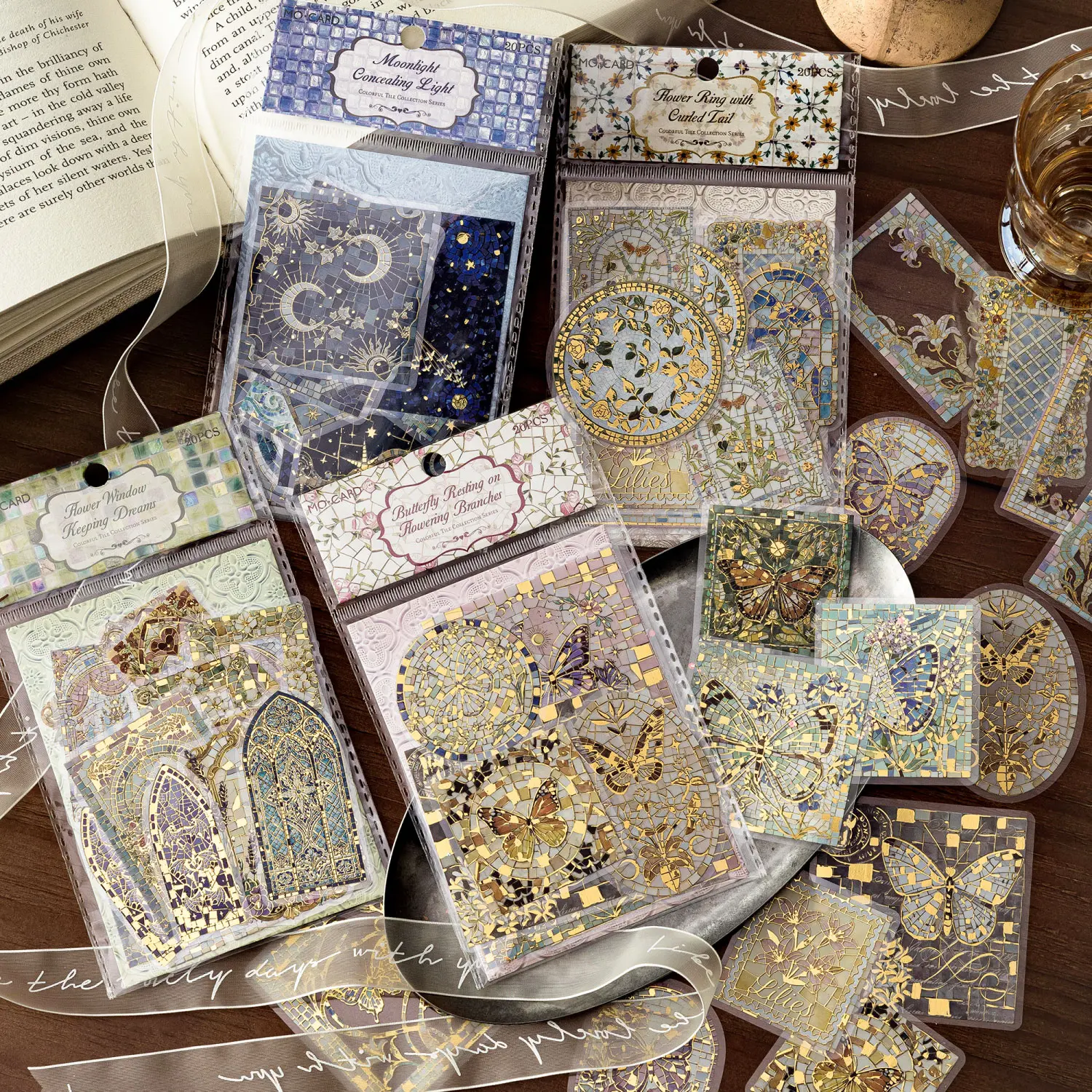80 Pcs PET 3D Foil-Stamped Brick Series Planner Stickers - 1.97inch-2.76inch 3D Embossing Vintage Court-Style Decoration Sticker Sheet Set for Scrapbooking, DIY Decor, 80 Pcs Colored Brick Series