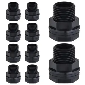 10 Pack Bulkhead Fitting, Garden Hose Threaded 3/4 Inch Male GHT x 1/2 Inch Female NPT Double Threaded Bulkhead Water Tank Connector for Rain Barrels Water Tank Pond Aquarium Tubs Pools Spigot