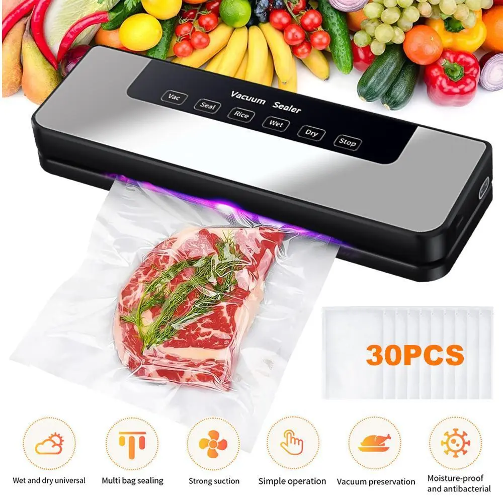 【DealsForYou】Vacuum Sealer Machine, Automatic Food Sealer with Suction Power, Includes Bags & Cutter, One-Touch Operation, Dry/Moist Modes,Free Bags, Perfect Christmas & New Year Gift ldea