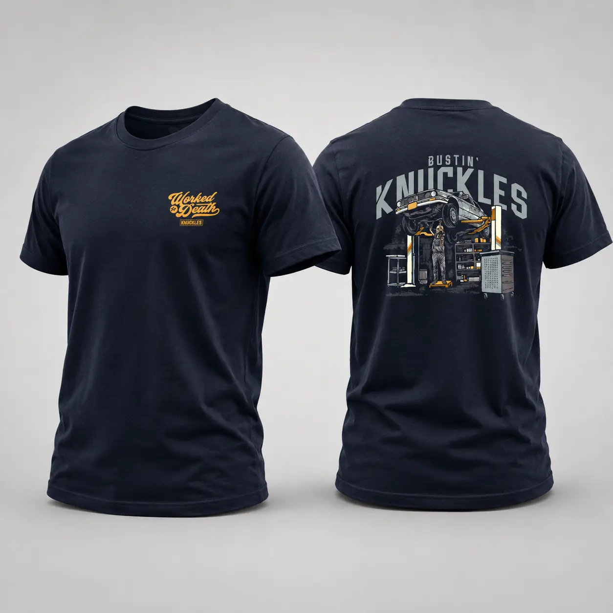 Workman Bustin’ Knuckles Mechanic T-Shirt – Auto Repair Garage Graphic Tee, Funny Car Mechanic Shirt, Blue Collar Gift for Men, Shirt for Men