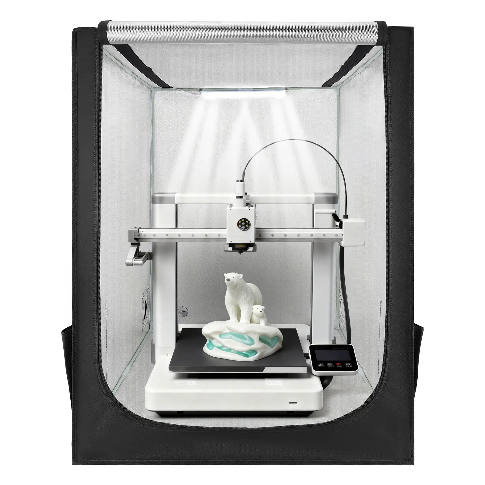 VEVOR Large 3D Printer Enclosure (27.5 x 29.5 x 35.4 in), Dustproof Waterproof Oxford Cloth Tent with Constant Temperature Control, Built-in LED Lights, Flame-Retardant Materials, Transparent Window, Compatible with Creality/ELEGOO/Anycubic Models, Large,