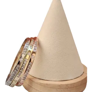 Women's 3-Piece Tarnish-Free Laminated Gold Word Bangle Set - Available in 3 Colors