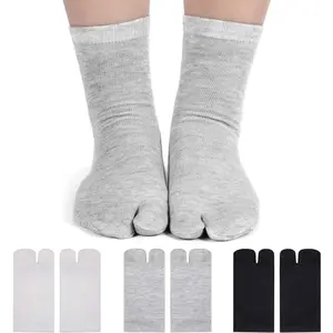6 Pairs Flip Flop Socks Unisex Split Toe Cotton Tabi Socks for Women Men(Size: 3-5)
