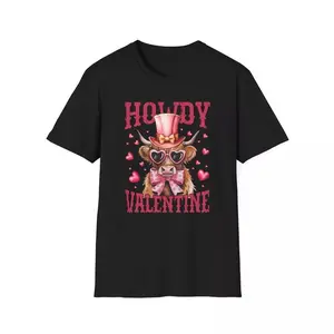 Valentine's Day Shirt - Funny Valentine's Day Gift, Cute Cow Sunglasses Graphic Top, Farm Animals
