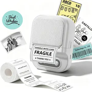 ZRZTM P2 Mini Bluetooth Label Maker Printer, 203 DPI Inkless Thermal Sticker Printer with 1 Roll Label Paper, USB-C Rechargeable Portable Label Machine for iOS Android, Home Office Organization, Small Business, Storage, Barcodes, Price Tags & Gifts