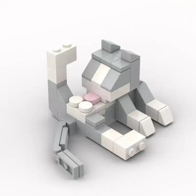 Cow Cat Building Block Set — Kitten Construction Toy, Small Animal Model, Educational Gift for Boys and Girls