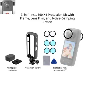 Three-In-One Insta360 X3 Protection Set, Includes Frame, Lens Film, Noise Reduction Cotton, Essential Accessories for Camera Care