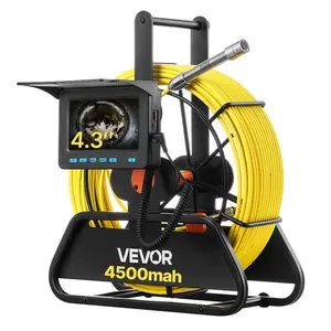 VEVOR Sewer Camera, 66 ft/20m, 4.3 Drain Inspection Camera, IP68 Waterproof Snake Plumbing Camera with Lights - 6 Adjustable LEDs, 4500mAh Battery 16GB Card for Sewer Line Duct Pipes