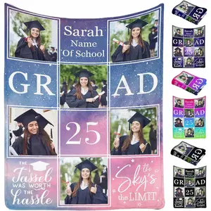 2025 Custom Graduation Blankets, Personalized Blankets with Graduation Photos, Name, School Name for Graduates, Boys Girls