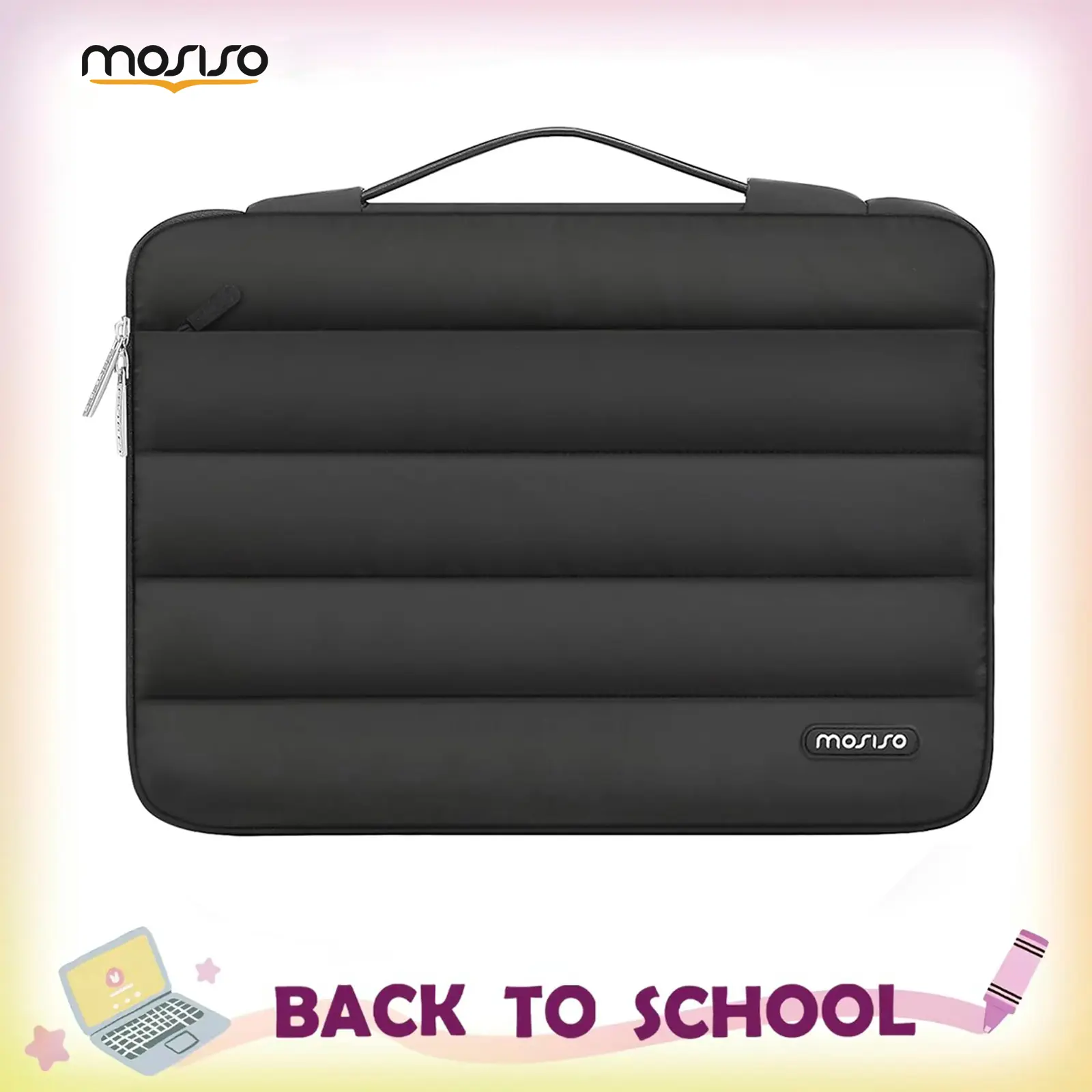 MOSISO Puffy Dual-Layer Tech Shockproof Small Laptop Sleeve Bag, 13-16 in Horizontal Side-Open Water-Resistant Briefcase with Handle for MacBook Pro/Air, HP, Dell, Lenovo (Lightweight for Commute, Travel), Dual-Layer Laptop Bags, Tech Laptop Bags