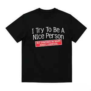 Casual Crew Neck T-Shirt with Slogan Print for Adults Men's Summer Fashion Short Sleeve Tee in Cotton Loose Fit Unisex Top