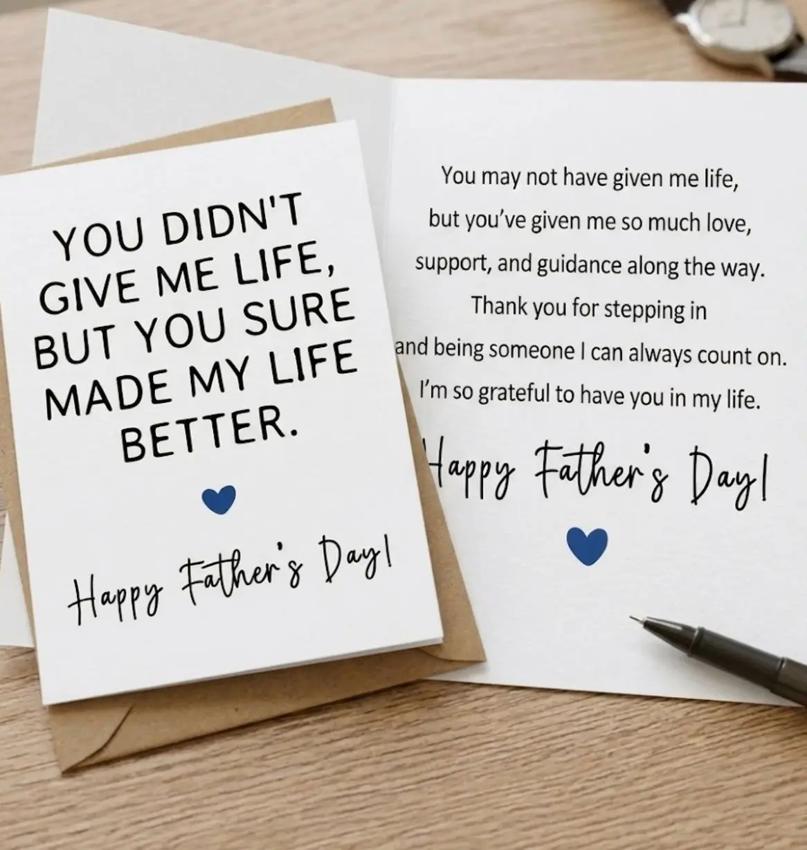 Step Dad Fathers Day Card,Step Dad & Bonus Dad Fathers Day Card Gifts,Happy Father's Day Cards Gifts Decorations for Stepdad,Emotional Stepfather Appreciation Cards with Envelope