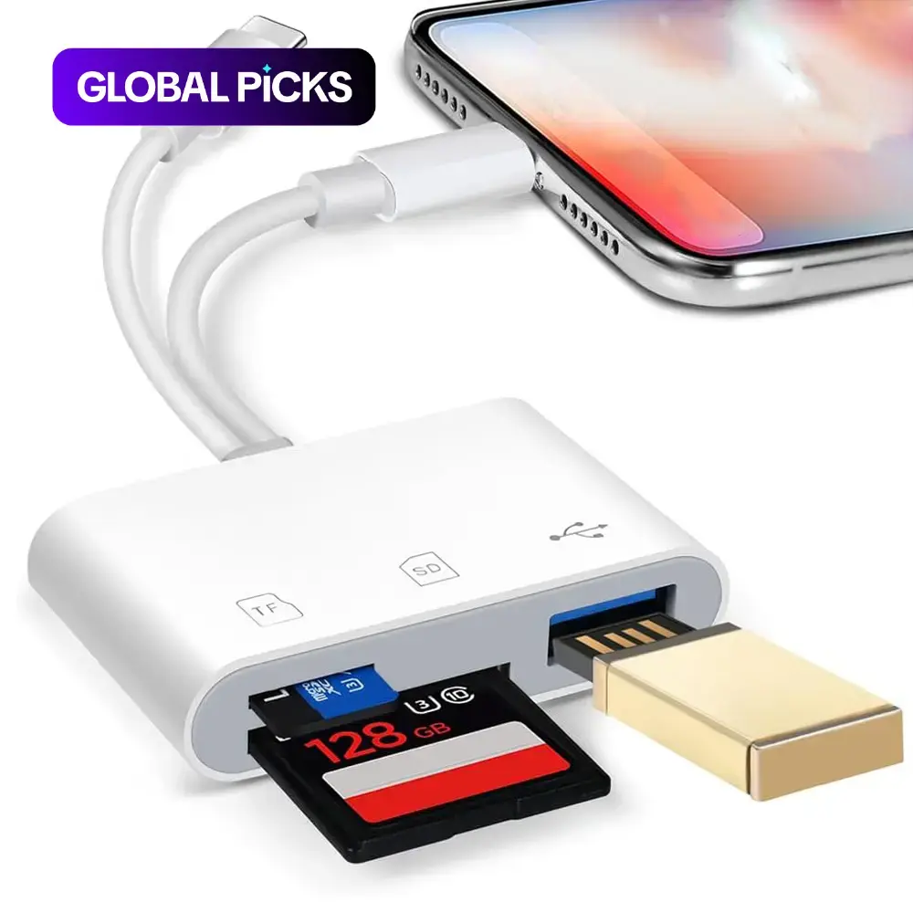 3-in-1 USB-C Dual Plug SD Card Reader, Memory Card Reader, Media Card Reader and Camera Adapter, USB-C to SD Card Reader, Type-C Accessory for iPhone 16/15/14/13/12/11/XR/XS Max/8/7 and Type-C Android Phones, Tablets, Laptops, Computer Memory Card Readers