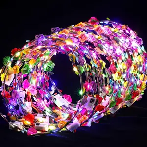 MICRENCY 30 piece set of LED luminous flower headbands for girls' hair crowns, light sensing flower crowns, sparkling flower headbands suitable for carnival parties, birthdays, weddings, Easter, carnivals, and music festivals