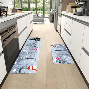 Christmas Themed Kitchen Mat, 2 Counts/set Non-slip Kitchen Rug, Decorative Floor Mat for Home Kitchen Living Room Entrance