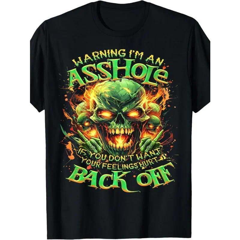 Funny men's tops t-shirts, lettering prints, skull warning if you don't want your feelings to be hurt, i'm a t-shirt shirt Golf Gift T-Shirt For Men and Women