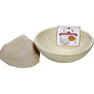 Premium Round Bread Banneton Basket with Liner - Perfect Brotform Proofing Basket for Making Beautiful Bread (9 inch)