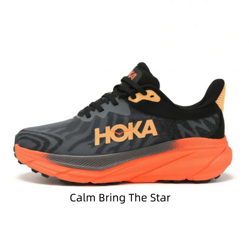 Black Camo Orange Gradient Trail Running Shoes Printed Breathable Mesh Upper Ultra Thick Soft Foam Cushion Midsole Anti-Slip All Terrain Athletic Trainers