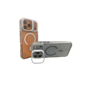 Ultra-Thin Transparent Magnetic Phone Case for iPhone 17/16, Anti-Drop Anti-Slip, Hidden Lens Stand, Protective Cover