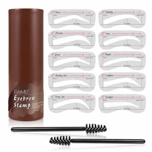 Elaimei Eyebrow Stamp Kit with 2 Brushes & 10 Stencils, Adjustable Waterproof Eyebrow Shaping Set for Women, Suitable for All Eye Shapes, Eyebrow Products