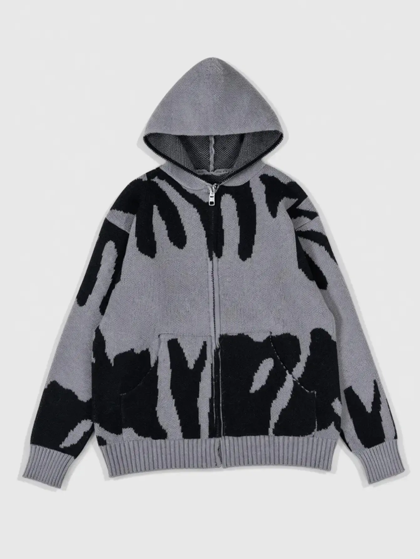 Men’s knit warm hooded Long Sleeve sweater,unisex fashion versatile,casual trendy color-block street-style pocket tops,zip-up sweater jacket,suitable for everyday wear,commuting,school,outdoor, fall/winter Knitwear Menswear