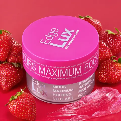 Lux Collection Edge Lux 48 Hour Maximum Hold Strawberry Scented Conditioning Hair Gel Tamer with Keratin & Olive Oil No Flaking Haircare