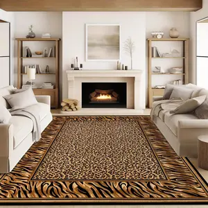 Leopard Print Floor Mat, 1 Count Non-slip Soft Floor Carpet, Decorative Area Rug for Home Living Room Bedroom Office, Home Decor, Animal Print Rug