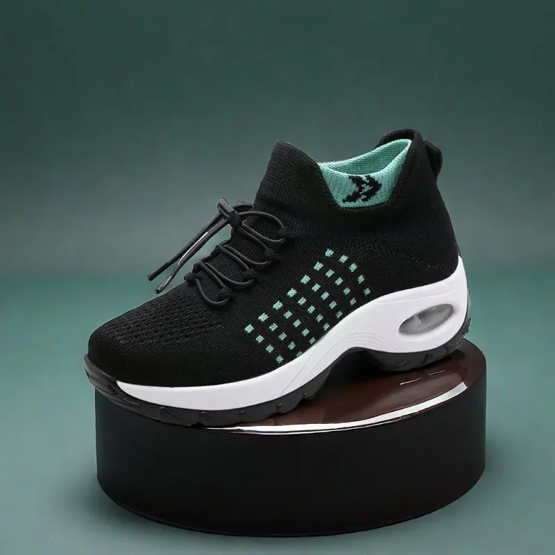 Women Walking Shoes Orthopedic Sock Sneakers-On Breathable Mesh Trainers Women's Nursing Work Comfortable Casual Ladies Air Cushion Athletic Shoes Running Jogging Shoes Blackgreen Footwear Training Shoes Runner Girl Lace