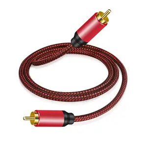 Digital Audio Cable 3Ft,1RCA Male to 1RCA Male Subwoofer Cable Nylon Braided RCA Video Cable for Subwoofer, Home Theater, HDTV, Hi-Fi Systems (3Ft)