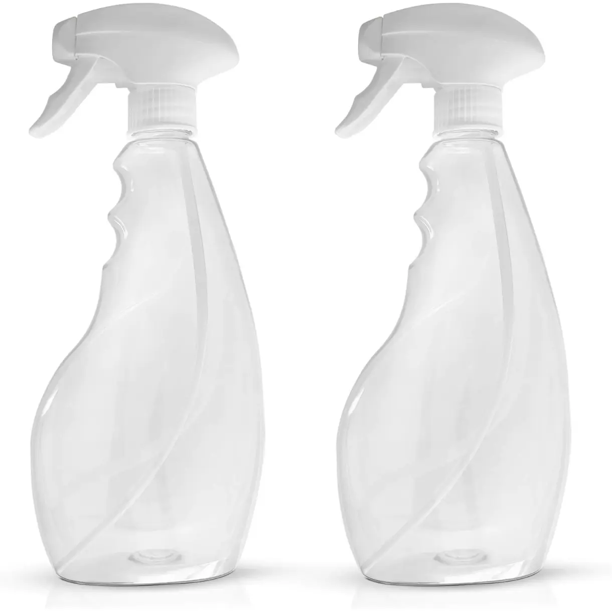Large 17oz Spray Bottles For Cleaning Solutions and Gardening, Plant, Water, Durable Trigger Sprayer, Refillable, Spray Bottle for Hair, All Directions, Clear Plastic Bottle 2x 17oz