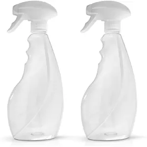 Large 17oz Spray Bottles For Cleaning Solutions and Gardening, Plant, Water, Durable Trigger Sprayer, Refillable, Spray Bottle for Hair, All Directions, Clear Plastic Bottle 2x 17oz