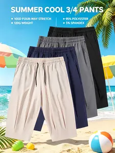 Men's Quick‑Dry Wide‑Leg Capri Shorts, 95% Polyester 5% Spandex Relaxed Fit Summer Casual Athletic Pants fathersdaygift