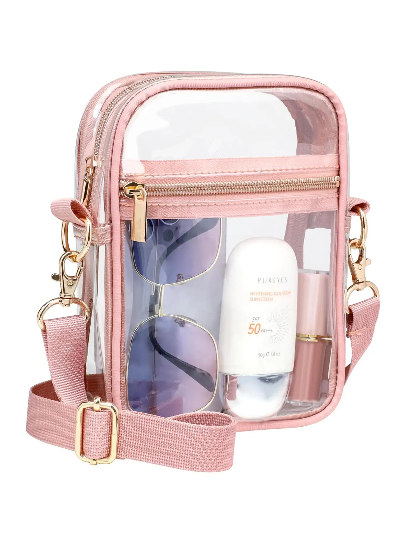 Clear Crossbody Bag, Minimalist Transparent Zipper Shoulder Bag, Fashionable Crossbody Bag for Women for Daily Used