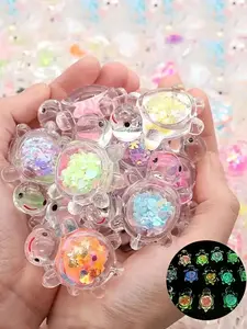 12pcs Luminous, Glow in the dark Resin Turtle Decorations, Random Colors, 3D Color Sequined, Suitable For DIY Handicrafts, Ocean Parties, Home Decoration (No Electricity Required), Durable Design, Home Decor Ornaments