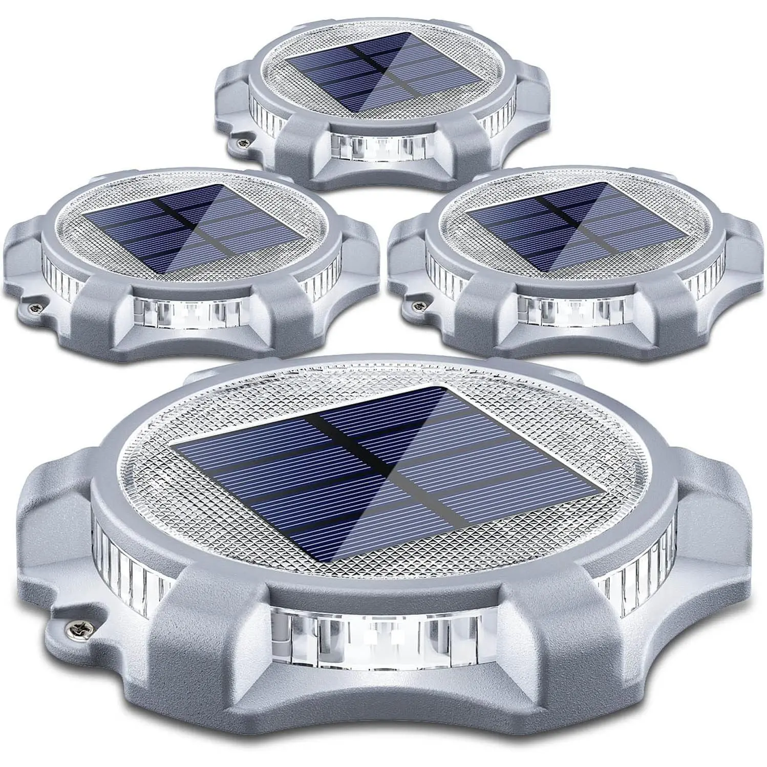 Solar Deck Lights Outdoor 2 Modes LED Dock Driveway Markers Light Solar   for Step Ground Walkway Stair Pathway Yard Garden Road 4 Pack (Cool White/Warm White)