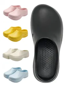 Unisex 5cm Thick Sole Slipper, Lightweight Anti-Slip Height Increasing Chef Shoes, Kitchen Hospital Nurse Closed Toe Mules, Non Slip Clogs