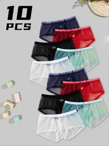 Men's Mesh Transparent Underwear Set, Comfortable Breathable Fabric Material, Quick-Dry Elastic Waistband, Sexy Style, Perfect Christmas Gift