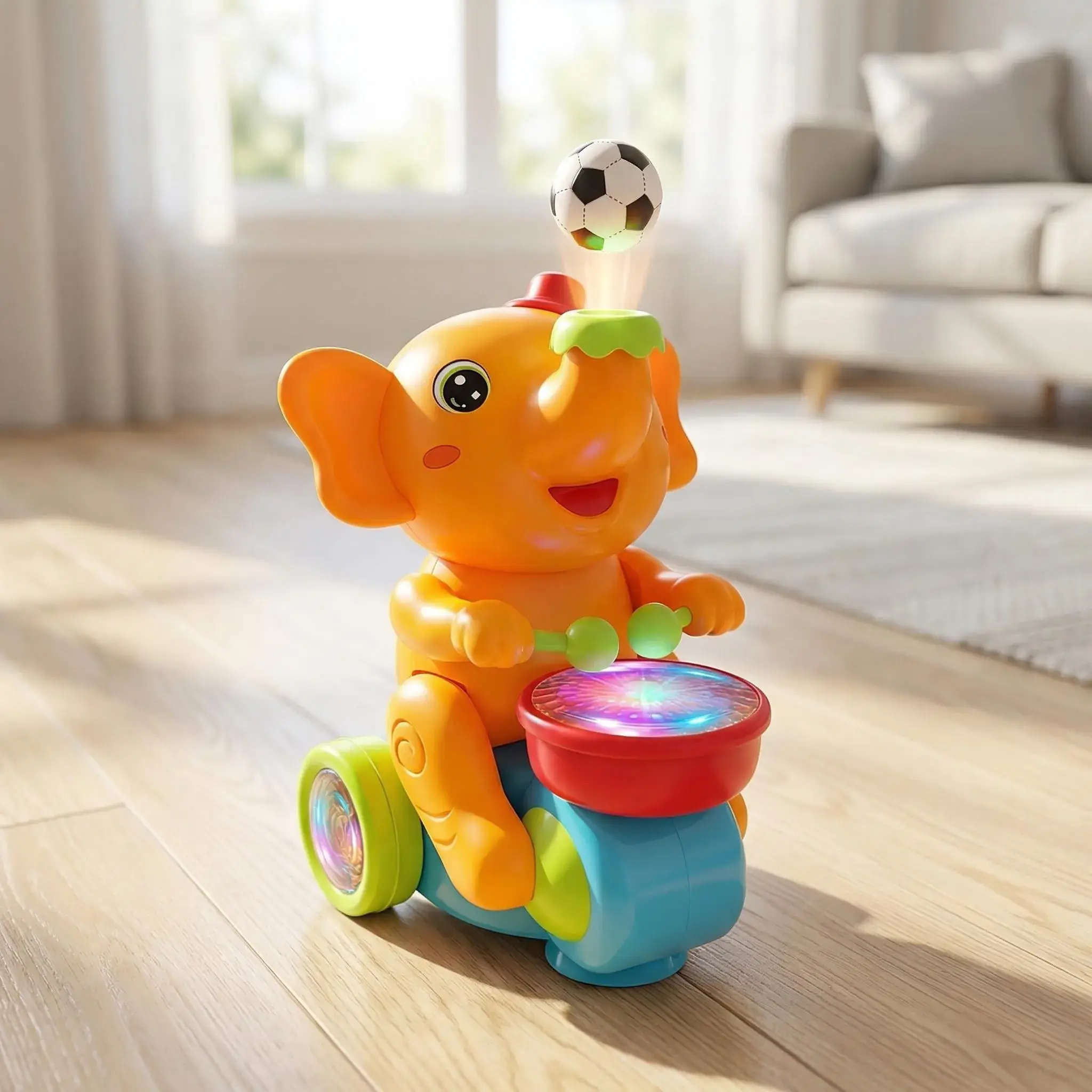 Cute Elephant Shape Light-Up Air Floating Ball - Electric Drummer with Singing, Dancing, Drum-Beating Functions, Interactive Audio, Toddler Sensory Stress Relief Unisex Gift for 3-4 Years Kids (Toys & Hobbies, Classic & Novelty)