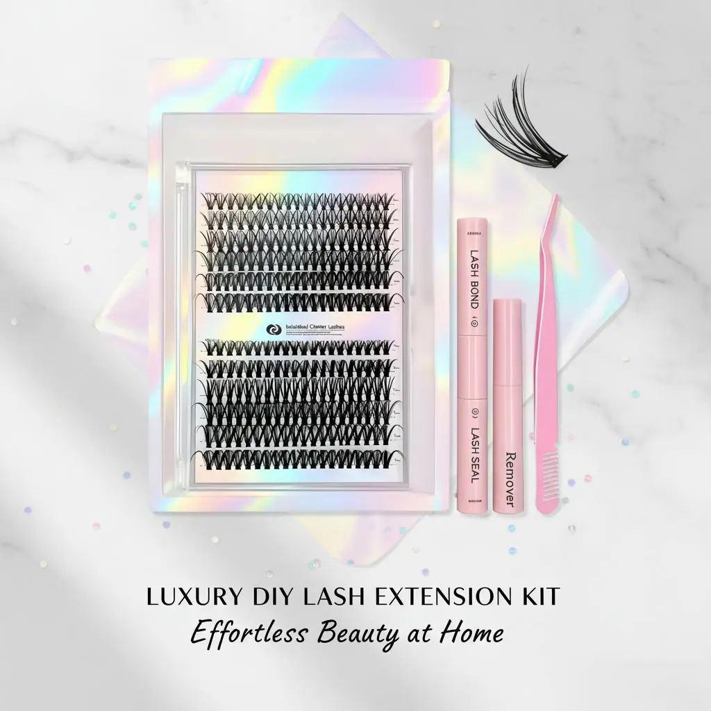 Lash Clusters Kit Natural Individual Lashes WispyEyelash Extensions 10-16mm DIY Lash Extension KitLash Bond and Seal Waterproof, Lash Applicator,Thick False Eyelashes Kit, #Summervibes