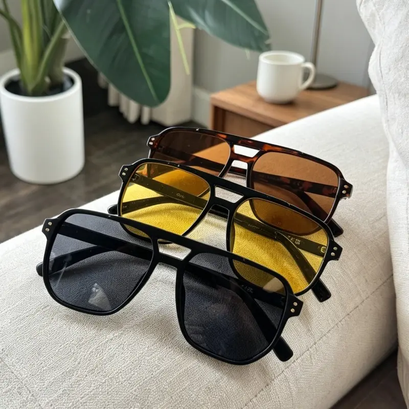Unisex Full Rim Polarised Square Frame Sunglasses - Stylish Double Beam, Lightweight Classic, UV Protection Eyewear for Fishing, Golf, Sunglasses for Sports, Polarized Eyewear, Comfortable, Elegant Design, Driving, Outdoor Sports, Everyday Use, Multi-Spor